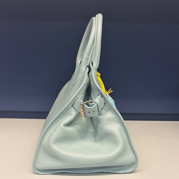 Anna Paola Made in Italy Leather Elegant Satchel with bag charms - new - w strap - Picture 3 of 9